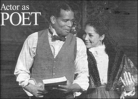 review010302 Mario Van Peebles and Rayme Cornell rehearse a scene from "Oak and Ivy," which focuses on the love affair between poets Paul Lawrence Dunbar and Alice Ruth More.